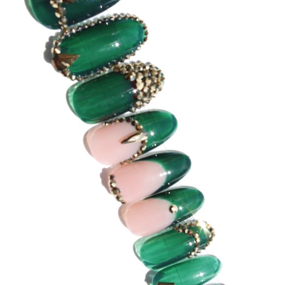 Green and Gold Press On Nails - 20pc - Picture 8 of 8
